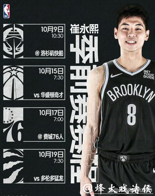等待崔永熙上场！篮网新赛季季前赛赛程公布