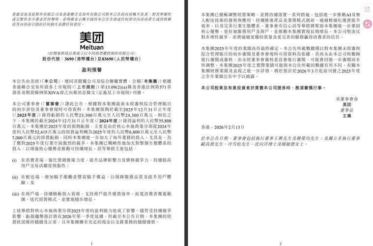 2025巨亏超230亿!美团发布盈利预警,一季度将延续亏损!网友:真是实打实的百亿补贴! 2025巨亏超230亿!美团发布盈利预警,一季度将延续亏损!网友:真是实打实的百亿补贴!